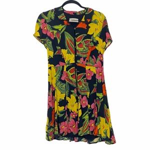 Urban Outfitters Black Floral Button up dress L